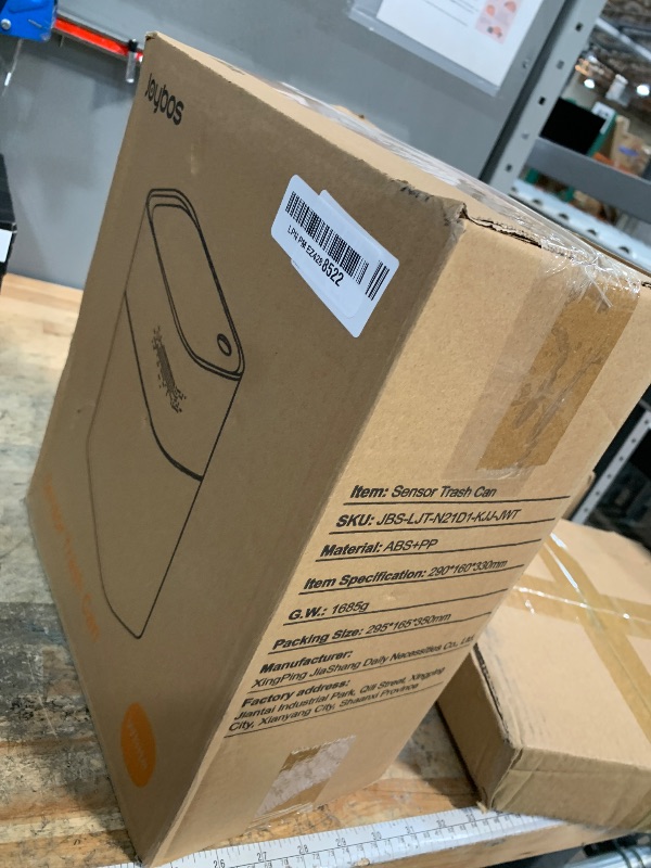 Photo 1 of **PARTIAL SET/MISSING PARTS** JOYBOS Trash Can with Lid Automatic Garbage Can, 3.8 Gallon Slim Small White Plastic Smart Trash Bin, Narrow Motion Sensor for Bedroom, Bathroom, Toilet Office