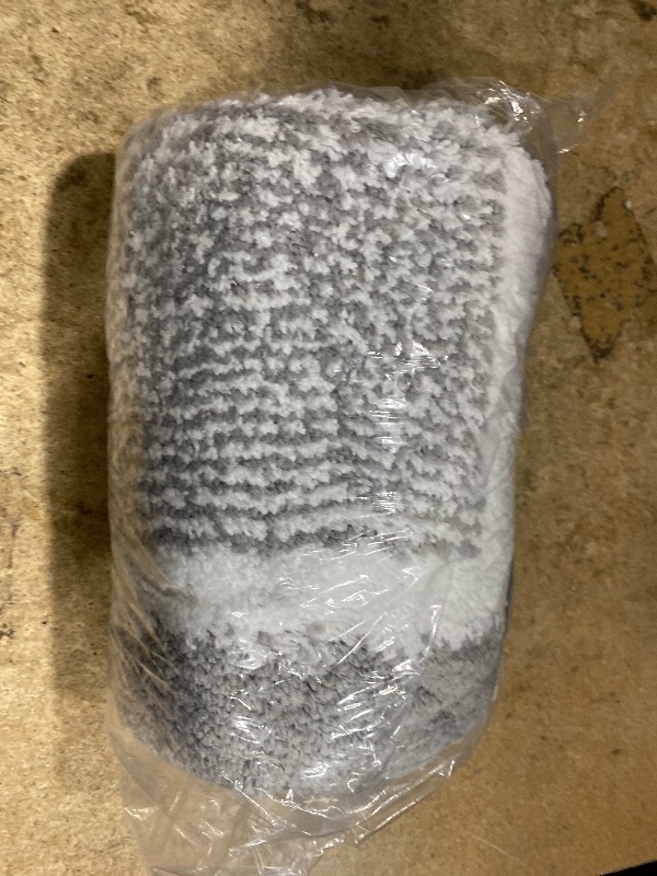 Photo 1 of ***PARTIAL SET/ ONLY 1*** Tindbea Bathroom Rugs Set 2 Piece, Extra Soft and Absorbent Fluffy Striped Chenille Bath Mat Rug Set, Non Slip Bathroom Floor Mat, Machine Washable (20" x 32" Plus 16" x 24", GREY