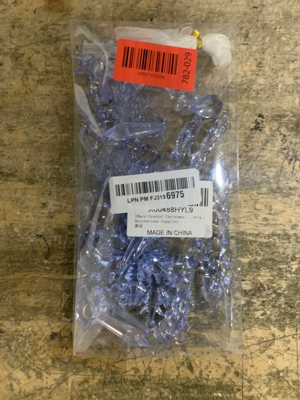 Photo 1 of 18pcs Crystal Christmas Ornaments for Christmas Tree Decorations- Light Blue Hanging Acrylic Snowflake and Icicle Ornaments with Drop Pendants for New Year Party Decorations Supplies