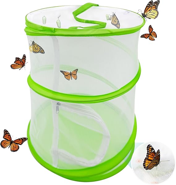 Photo 1 of Butterfly Habitat Mesh Cage?12" x 14" Pop-up Breathable Insect Bug Net Butterflies Cage Tall (Green)
