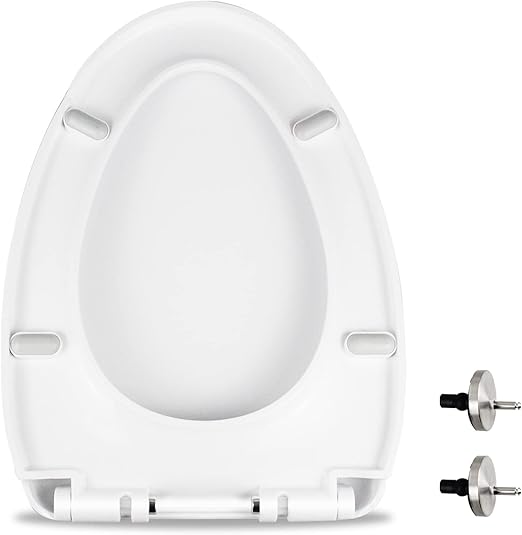 Photo 1 of MUU Toilet seat, Slow Close, White heavy duty Toilet Seat with Non-slip Seat Bumpers Easy to Install & Clean PP Material Replacement Toilet Seat Fits All Toilet Brands Elongated Toilets(MU220-PP)
