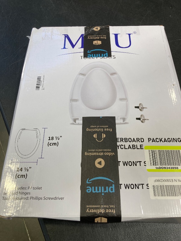 Photo 1 of MUU Toilet seat, Slow Close, White heavy duty Toilet Seat with Non-slip Seat Bumpers Easy to Install & Clean PP Material Replacement Toilet Seat Fits All Toilet Brands Elongated Toilets(MU220-PP)
