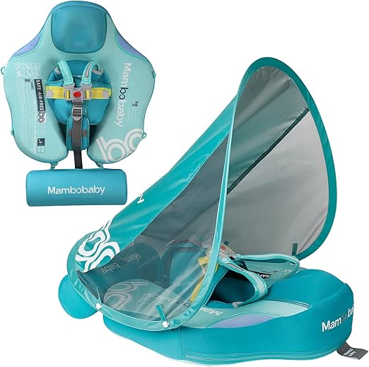Photo 1 of Add Tail Mambobaby Float with Canopy, Baby Floats for Pool Non-Inflatable Waist Float Swim Training Toy with UPF 50+ UV Sun Canopy (Contrast-Green)
