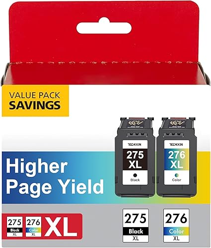 Photo 1 of PG-275 XL/CL-276 XL Value Pack Replacement for Cannon Ink 275 276 for Canon 275 and 276 Ink Cartridges Compatible to PIXMA TR4720 TS3522 TR4700 TS3722 TS3500 TS3520 TS3720 TR4722 (2 Pack)

