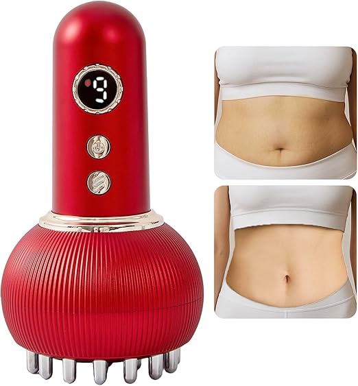 Photo 1 of Lymphatic Drainage Massager & Anti Cellulite Massage Tool, Reduce Stretch Marks & Cellulite, for Legs, Arms & Belly, Body Sculpting Machine with Microcurrent, Light, Heat & Vibration (Red)
