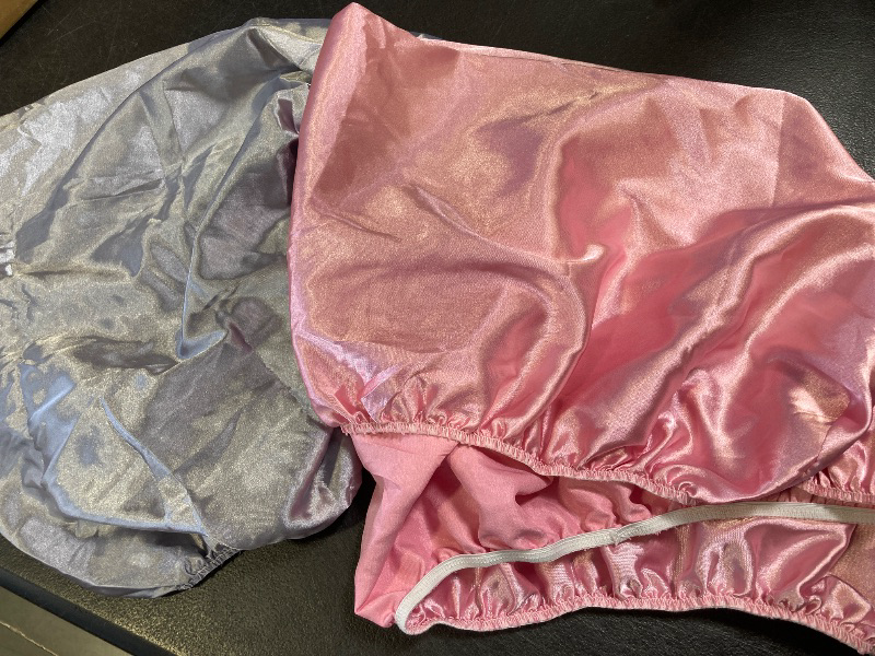 Photo 1 of Satin Pack n Play Sheet Set 2 Pack Ultra Soft Silk Fitted Mini Crib Sheets Playard Sheet Protect for Baby Hair and Skin, Grey & Pink
