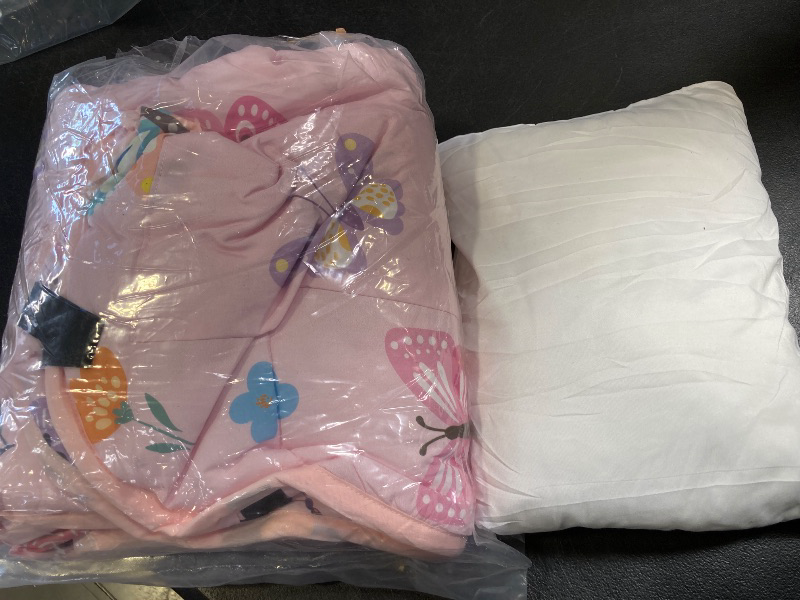 Photo 1 of Wake In Cloud - Cot Nap Mat with Pillow and Blanket, for Toddler Kids Girls in Daycare Kindergarten Preschool Pre K with Elastic Corner Straps, Cute Butterfly Flowers, Pink
