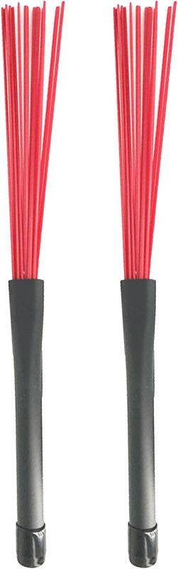 Photo 1 of 2Pcs Percussion Brushes Professional Nylon Wire Brush Wire Drum Stick Brush Drum Brushes Snare Brush Jazzes Drum Brushes
