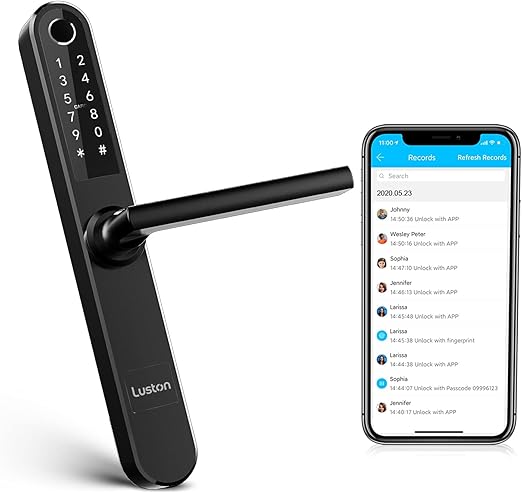 Photo 1 of Luston Slim Smart Lock Front Door Stainless Steel Waterproof Mortise Lock,Keyless Entry Door Lock,WiFi Bluetooth Fingerprint Digital Keypad Aluminum Swing Door Lock with Handle(Black)
