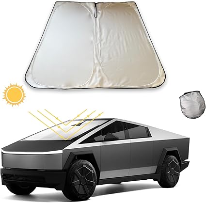 Photo 1 of Windshield Sunshade for Tesla Cybertruck, Foldable UV Protection Front Window Shade, Heat-Resistant Reflective Cover, Custom Fit for Tesla Cybertruck, Car Interior Cooling Accessory

