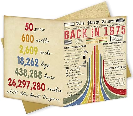 Photo 1 of Vintage 50th Birthday Card, Happy 50th Birthday Gifts for Him Her, Funny 50 Year Old Birthday Gift Ideas for Couple, Unique 50th Birthday Decorations for Women Men
