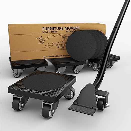 Photo 1 of Furniture Movers with Wheels & Lifter Kit by ONEON, 1 1/4" Gentle Wheels Made of TPE, 500 LB Max Load Capacity, Furniture Dolly for Moving Heavy Furniture Tool Set (Square)
