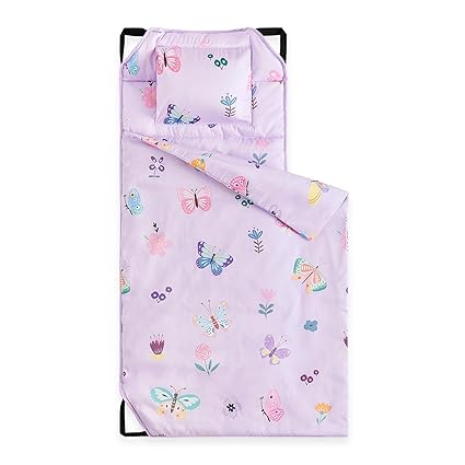 Photo 1 of Wake In Cloud - Cot Nap Mat with Pillow and Blanket, for Toddler Kids Boys Girls in Daycare Kindergarten Preschool Pre K with Elastic Corner Straps, Cute Colorful Unicorns, Purple
