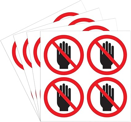 Photo 1 of dealzEpic - Do Not Touch Sticker/Do Not Use Hand Sign - Self Adhesive Peel and Stick Round Vinyl Decal - 4 cm (1.57 inches) in Diameter
