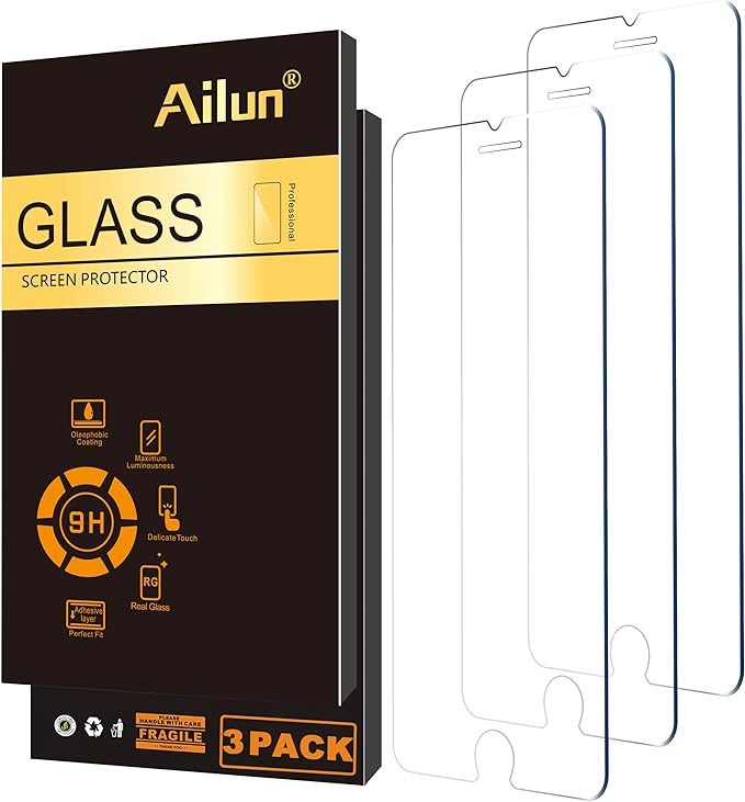 Photo 1 of Ailun Screen Protector for iPhone SE 2022 3rd Generation, [3Pack] Case Friendly Tempered Glass

