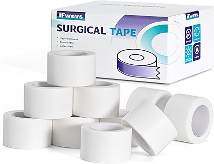 Photo 1 of Paper Medical Tape 10 Rolls - 1" x 10 Yards Latex-Free & Hypoallergenic Soft Paper Surgical Tape, Applicable to Surgical Tape for Skin, Dressings, Wound First Aid Tape
