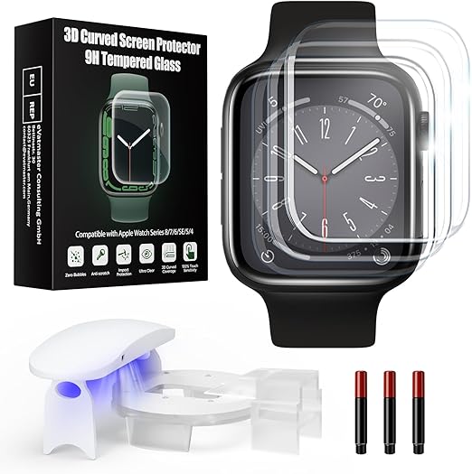 Photo 1 of Tempered Glass Screen Protector Compatible with Apple Watch (45mm)
