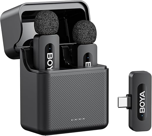 Photo 1 of BOYA V30 Wireless Lavalier Microphone for iPhone/Android/PC/Laptop with USB-C Port, 36H Battery Life with Charging Case, Noise Canceling Clip on Lapel Microphone Wireless Mini Mic for Video Recording

