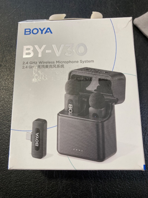 Photo 1 of BOYA V30 Wireless Lavalier Microphone for iPhone/Android/PC/Laptop with USB-C Port, 36H Battery Life with Charging Case, Noise Canceling Clip on Lapel Microphone Wireless Mini Mic for Video Recording
