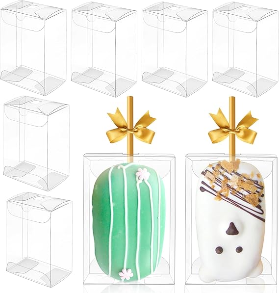 Photo 1 of CZWESTC 45 Pack Clear Plastic Box 3.5x2.4x1.38 Inches, Rice Krispy Treat Boxes with Hole, Cakesicle boxes for Candy, Macaron, for Baby Shower, Party Favors, Festival Gift Packaging
