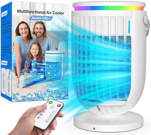 Photo 1 of AI Portable Air Conditioners Fan with 120° Rotating Function, Evaporative Mini Room Air Conditioners Air Cooler with 4 in 1 Humidifier Fan Conditioner, AC Portable for Room Office Car
