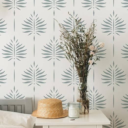 Photo 1 of STENCILIT® Fern Wall Stencil for Painting - 2 Pack of 17 x 22.5 in Stencil, Wall Stencils for Painting Large Pattern, Modern Large Wall Stencils
