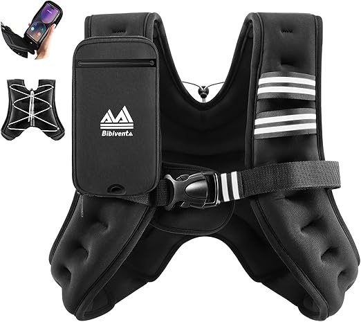 Photo 1 of Weighted Vest for Women & Men, 8lb/12lb/16lb/20lb Body Weight Vest with Touchscreen Phone Holder & Reflective Stripe, Workout Equipment for Weight Loss, Fitness, Walking, Running, Cardio, Strength Training
