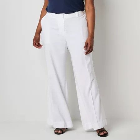 Photo 1 of Worthington Women's Wide Leg Regular Fit Plus Trouser, 20w, White
