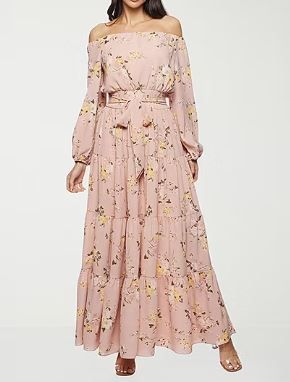 Photo 1 of Premier Amour Off The Shoulder Women's Long Sleeve Floral Maxi Dress - 16 
