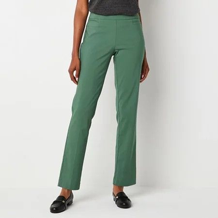 Photo 1 of Liz Claiborne Lisa Women's Straight Mid Rise Straight Fit Trouser, 10, Green
