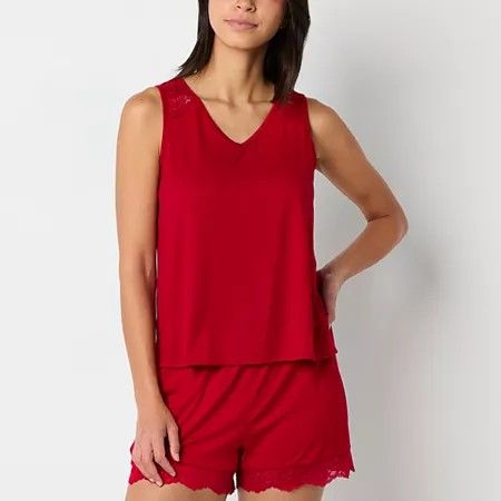 Photo 1 of Ambrielle Women's Sleeveless V Neck Pajama Top, X-large, Red
