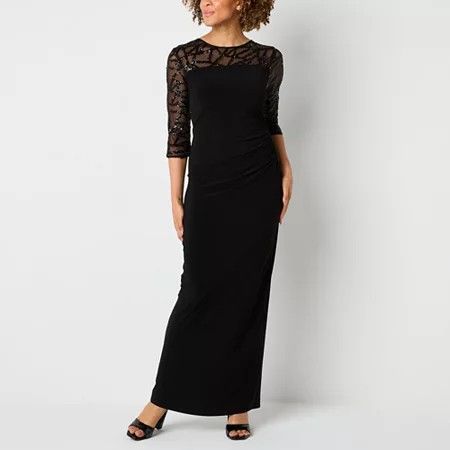 Photo 1 of Brianna Milay Women's Embellished 3/4 Sleeve Evening Gown, 14, Black
