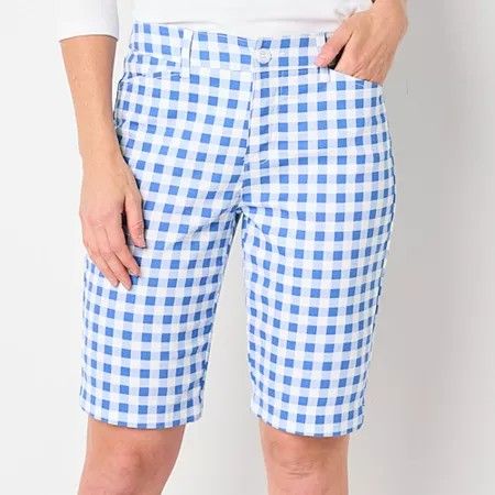 Photo 1 of St. John's Bay Women's 11" Mid Rise Bermuda Short, 2, Blue
