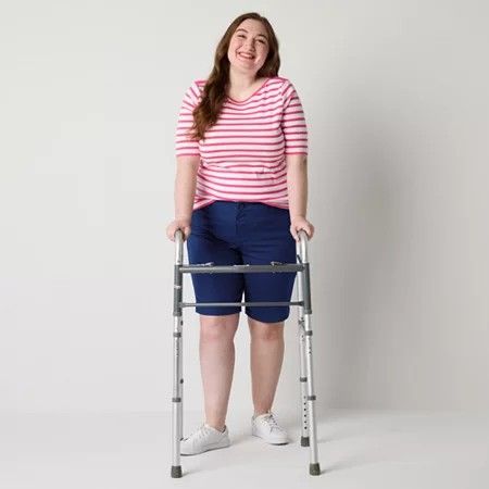 Photo 1 of St. John's Bay Women's 11 1/2" Mid Rise - Plus Easy-on + Easy-off Bermuda Short, 16w, Blue