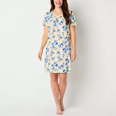 Photo 1 of Adonna Women's V Neck Short Sleeve Nightgown, Large, Yellow
