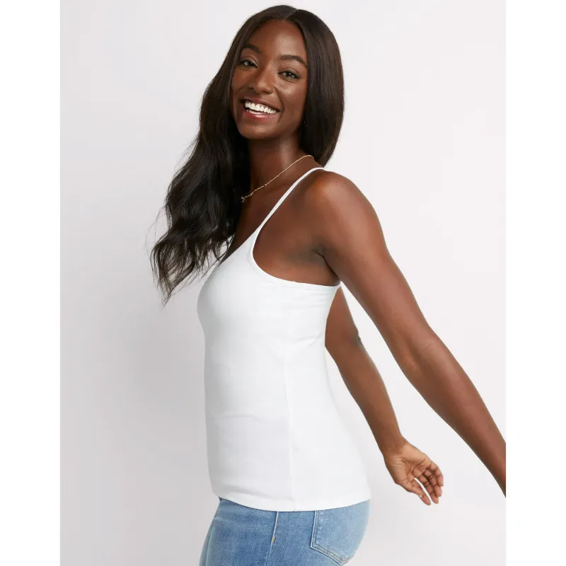 Photo 1 of Hanes Women's Stretch Cami with Built-In Shelf Bra White - L 