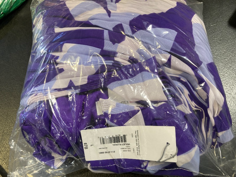 Photo 1 of Liz Claiborne Women's Short Sleeve Floral MIDI Wrap Dress, Large, Purple
