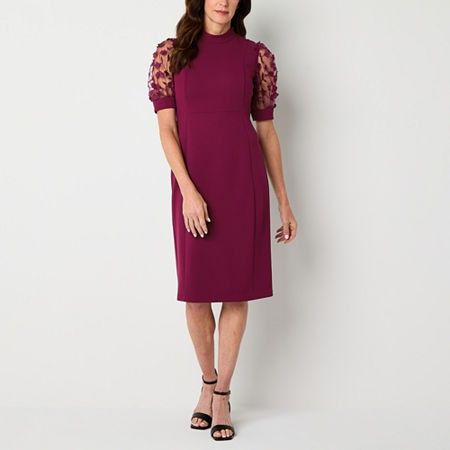 Photo 1 of Liz Claiborne Women's Short Sleeve MIDI a-Line Dress, 14, Red
