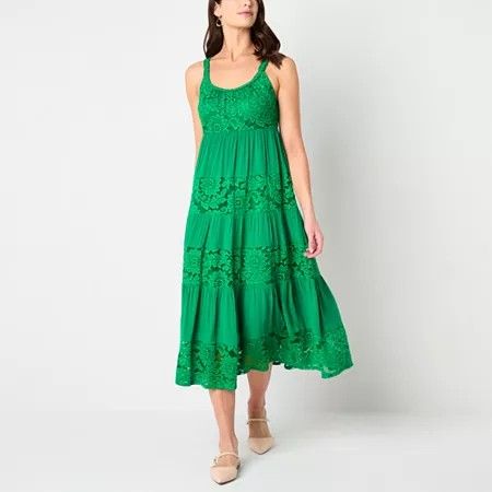 Photo 1 of Isabel & Nina Women's Sleeveless MIDI Fit + Flare Dress Petite, Petite Medium, Green