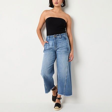 Photo 1 of A.n.a Soft Drape Women's Wide Leg High Rise Straight Fit Tall Cropped Pant, 8 Tall, Blue