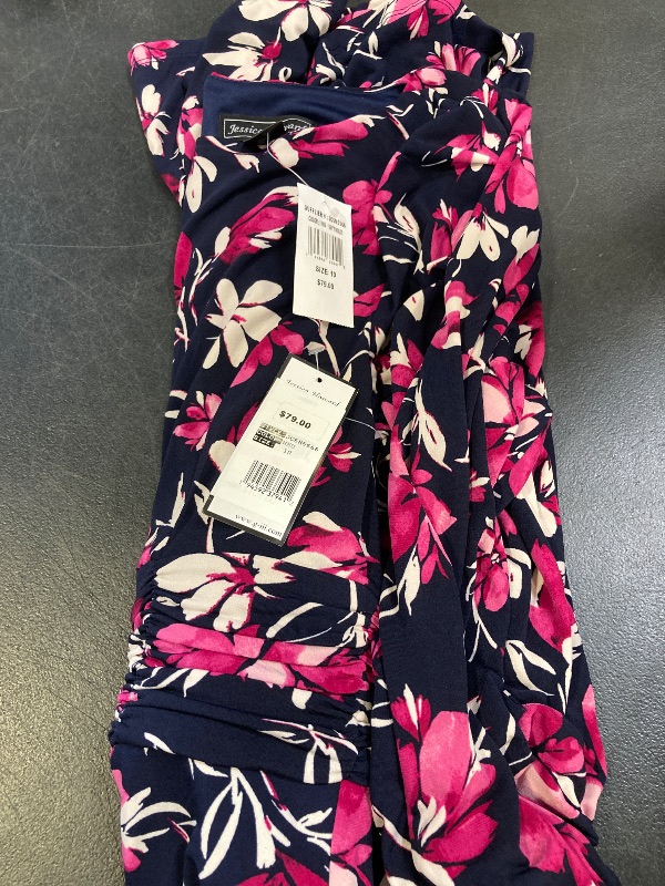 Photo 1 of Jessica Howard Women's 3/4 Sleeve Floral MIDI Fit + Flare Dress, 10, Blue

