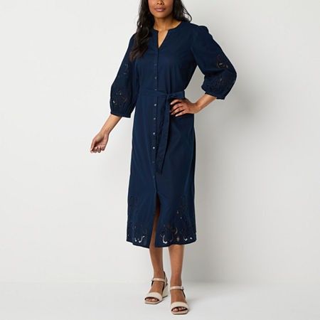 Photo 1 of Liz Claiborne Women's 3/4 Sleeve a-Line Dress, X-large, Blue

