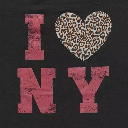 Photo 1 of I Love New York Off the Shoulder Tee Women's Short Sleeve Oversized Juniors Graphic T-Shirt, Medium, Black
