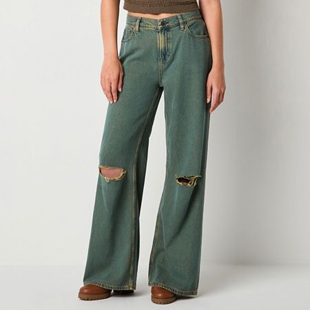 Photo 1 of Arizona Juniors Airy Drape Ripped Women's Low Rise Baggy Fit Loose Fit Jean, 12, Blue
