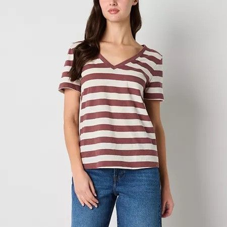 Photo 1 of A.n.a Women's V Neck Short Sleeve T-Shirt, Small, Brown
