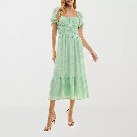 Photo 1 of City Triangle Womens Short Sleeve MIDI Fit + Flare Dress Juniors, Medium, Green
