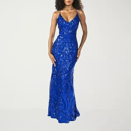 Photo 1 of B. Smart Womens Sleeveless Sequin Bodycon Dress Juniors, 3, Blue
