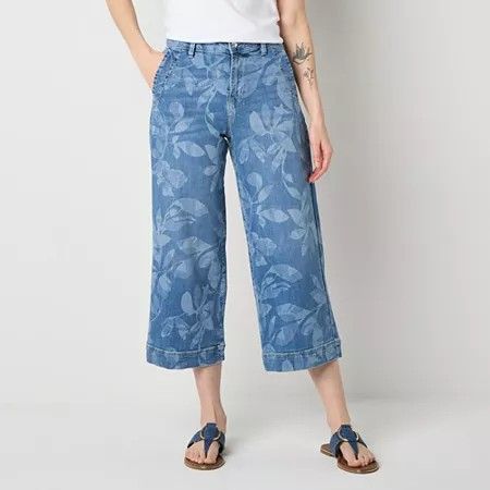Photo 1 of Liz Claiborne Women's Mid Rise Regular Fit Cropped Pant, 12, Blue
