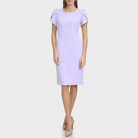 Photo 1 of Marc New York Women's Short Sleeve Sheath Dress, 4 Petite, Purple
