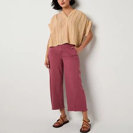 Photo 1 of A.n.a Soft Drape Women's Wide Leg High Rise Straight Fit Tall Cropped Pant, 16 Tall, Pink
